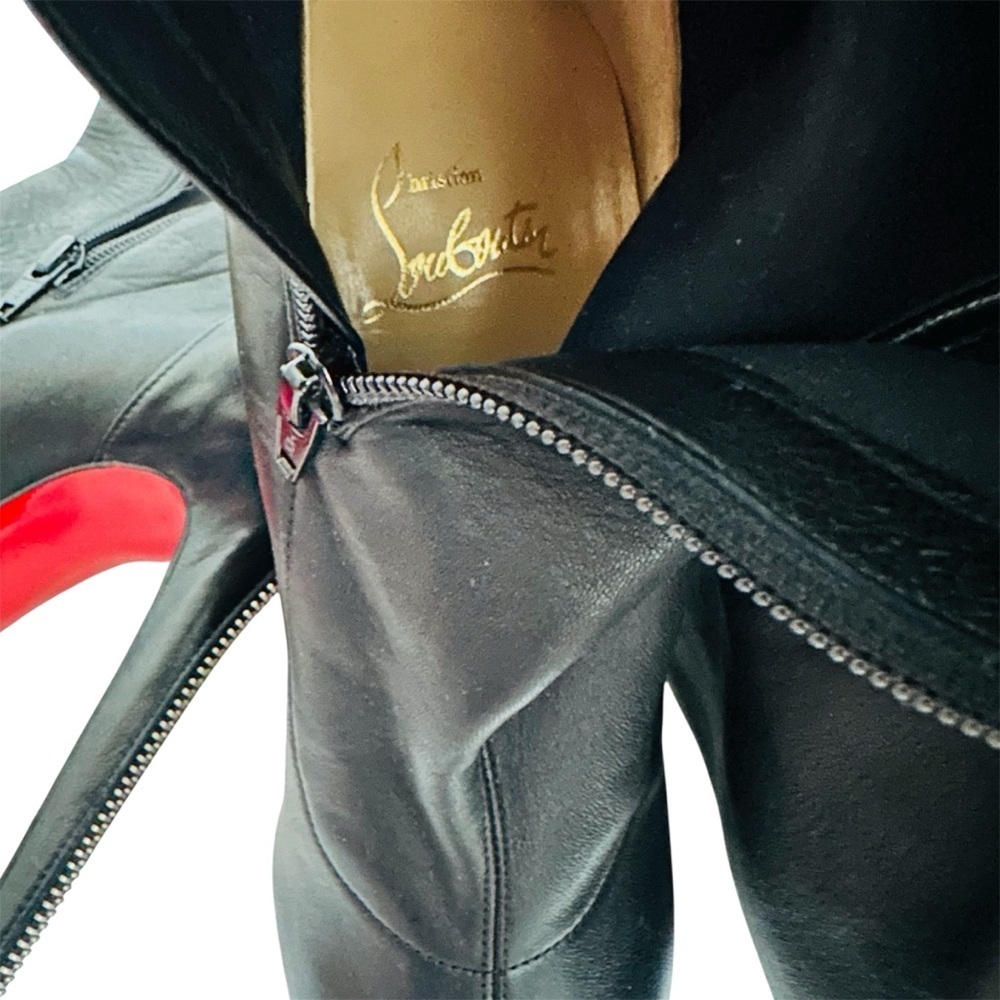 Christian Louboutin Unique 140 OTK Black Leather Boots EU 37 Nappa Leather - Picture 14 of 16